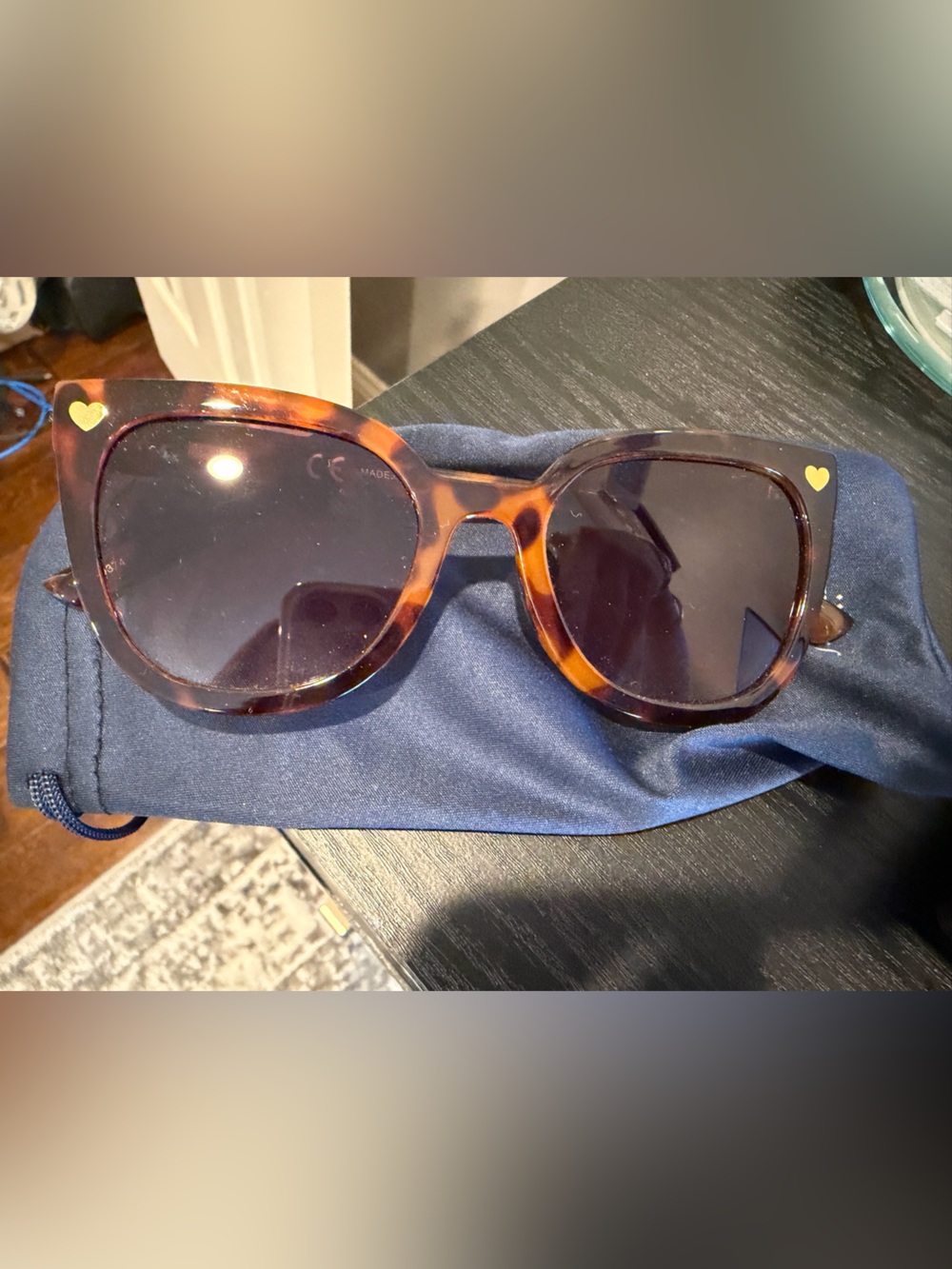 J. Crew Tortoiseshell Sunglasses with Heart Accent - Brown Lenses